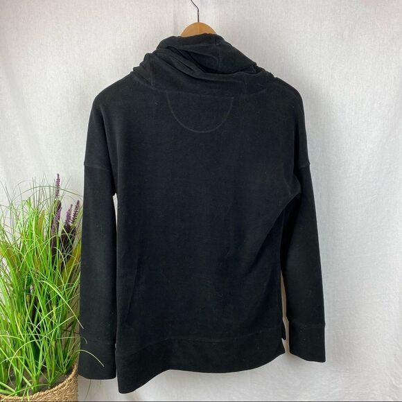 Calvin Klein Black Velour Cowl Neck Long Sleeve Athleisure Top M - Picture 3 of 6